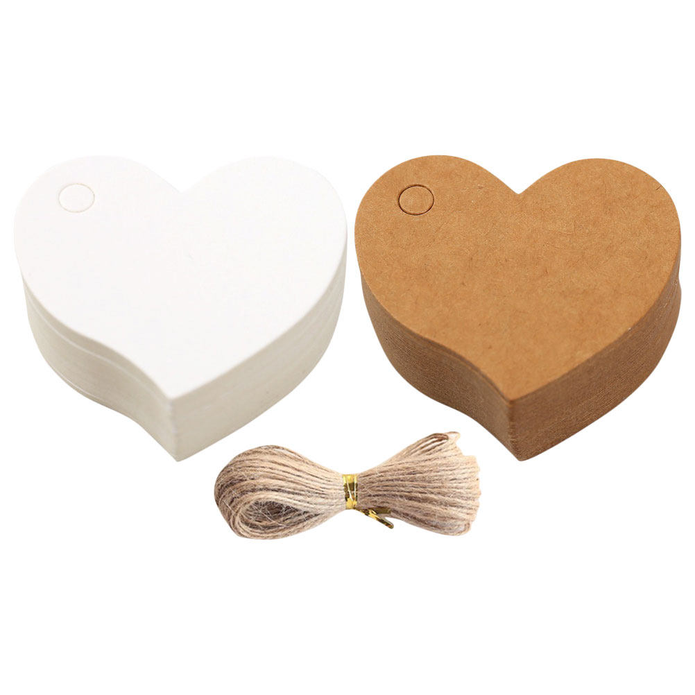 Kraft Hang Tag - 200Pcs Vintage Heart Paper Tags Kraft