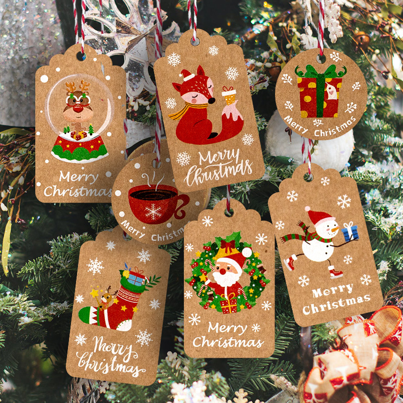 Kraft Hang Tag - 50PCS Christmas Kraft Paper Tags Santa