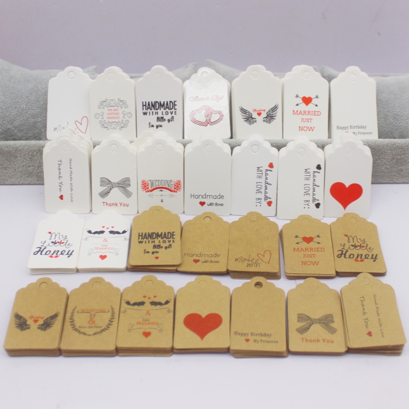 100pcs+100string 3x5cm White/K - Kraft Hang Tag 评论和价格