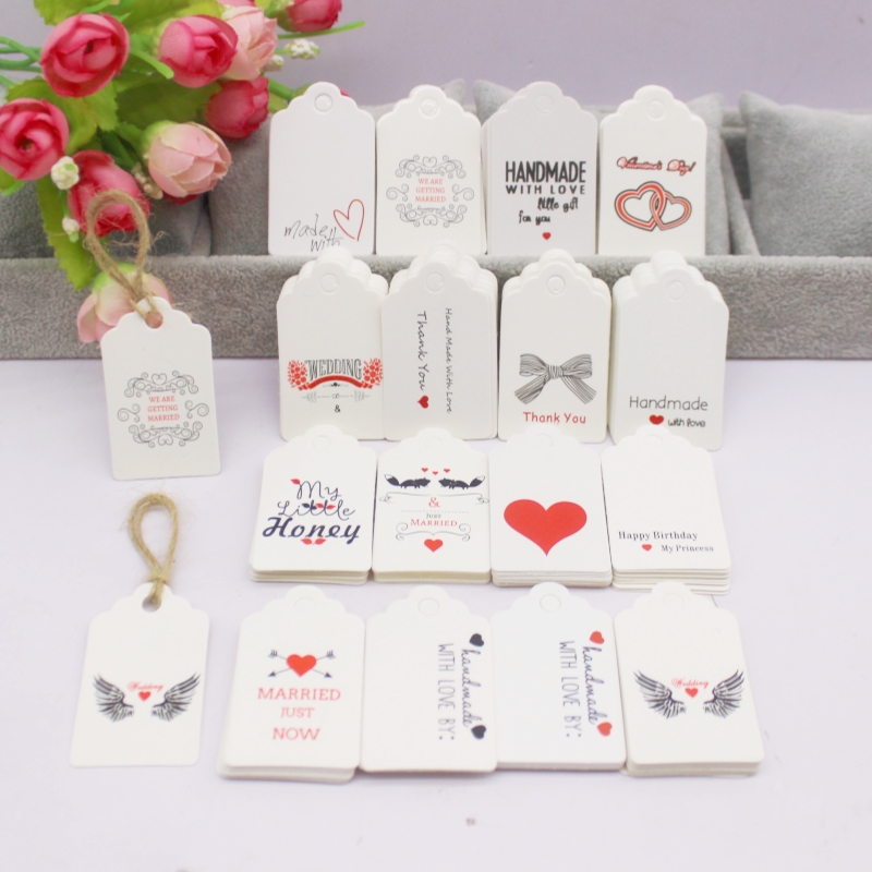 100pcs+100string 3x5cm White/K - Kraft Hang Tag 评论和价格