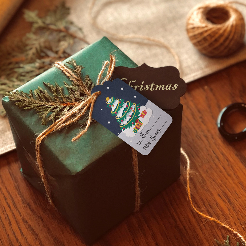 50PCS Christmas Kraft Paper Ta - Kraft Hang Tag 评论和价格