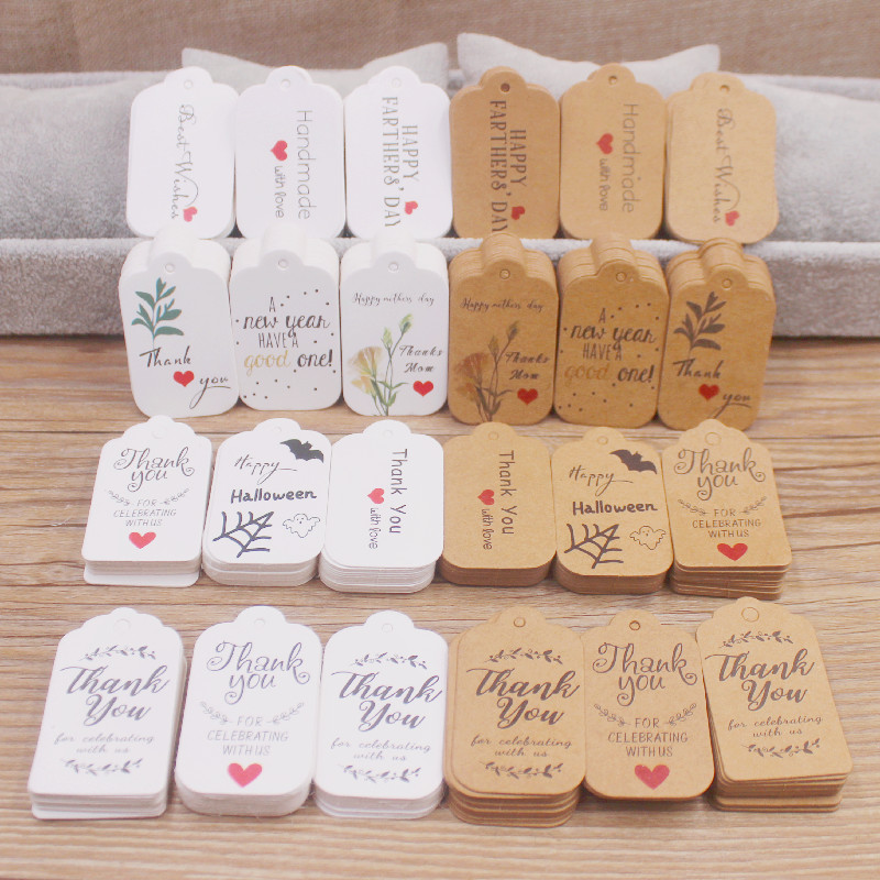 100 pcs 3x5cm Kraft Paper Brow - Kraft Hang Tag 评论和价格