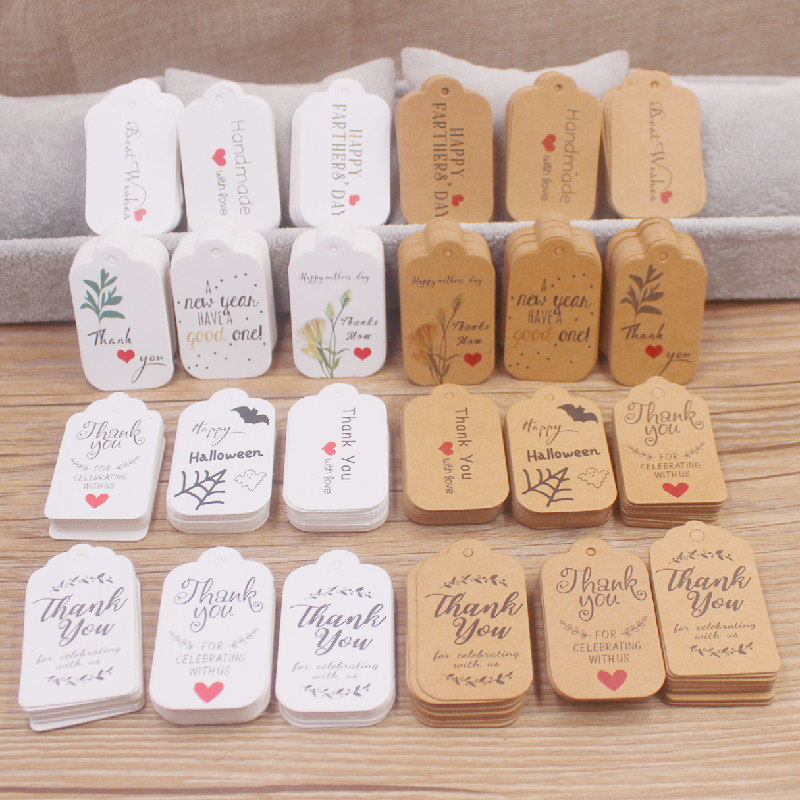 100 pcs 3x5cm Kraft Paper Brow - Kraft Hang Tag 评论和价格