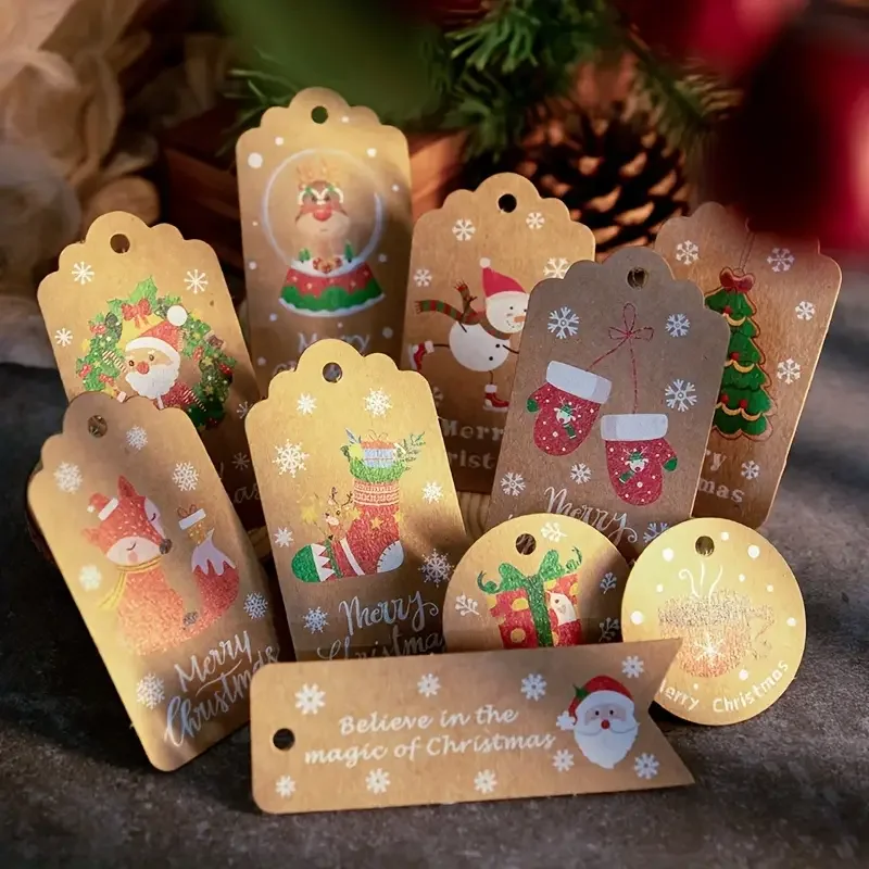 50Pcs Merry Christmas Tags Kra - Kraft Hang Tag 评论和价格